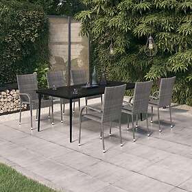 vidaXL Have Spisebordssæt 7 Dele Grå og Sort 3099411
