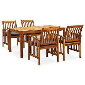 vidaXL Hage Spisegruppe med puter 5 deler solid akasie-tre 3058088