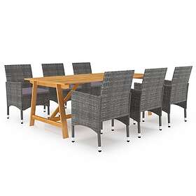 vidaXL Matgrupp för trädgården 7 delar grå 3068793