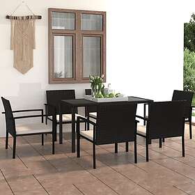 vidaXL Matryhmä för trädgården 7 delar konstrotting svart 3065708