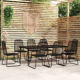 vidaXL Matgrupp för trädgården 9 delar svart 3099100