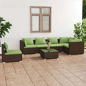 vidaXL Loungegrupp för trädgården med dynor 7 delar konstrotting brun 3102332