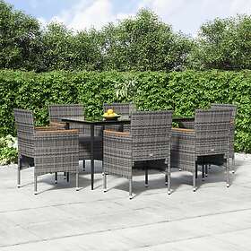 vidaXL Matryhmä för trädgården med dynor 7 delar grå och svart 3156645