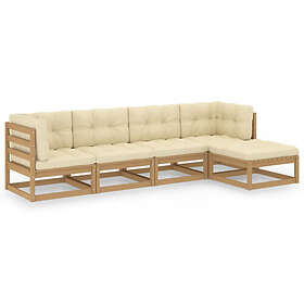 vidaXL Loungegrupp med dynor 5 delar massiv furu 3076587