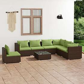 vidaXL Loungegrupp med dynor 8 delar konstrotting brun 3102364