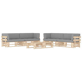 vidaXL Pallsoffgrupp med dynor 6 delar impregnerad furu 3067035