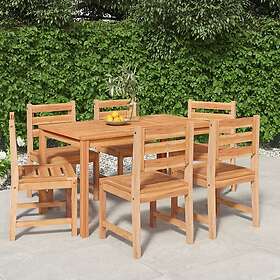 vidaXL Matryhmä för trädgården 7 delar massiv teak 3157184
