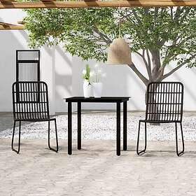 vidaXL Puutarhan Ruokailuryhmä 3 Osainen Musta 3099167
