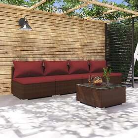 vidaXL Loungegrupp med dynor 5 delar konstrotting brun 3101411