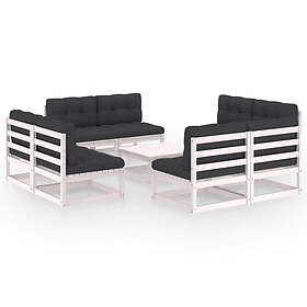 vidaXL Loungegrupp med dynor 9 delar massiv furu 3076325