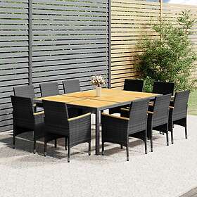 vidaXL Matgrupp för trädgården 11 delar konstrotting grå 3058571