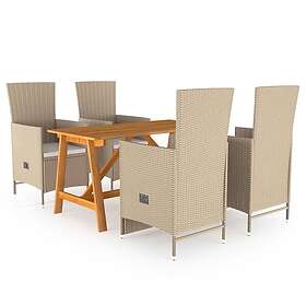 vidaXL Have Spisebordssæt 5 dele beige