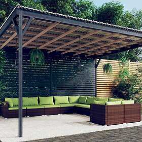 vidaXL Loungegrupp för trädgården med dynor 10 delar konstrotting brun 3102796