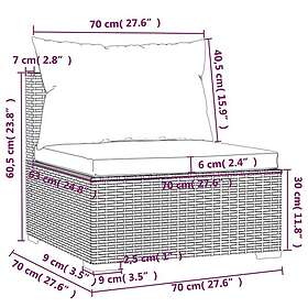 vidaXL Loungegrupp med dynor 5 delar konstrotting grå 3101694