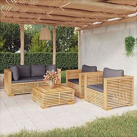 vidaXL Loungegrupp för trädgården med dynor 5 delar massiv teak 3100870