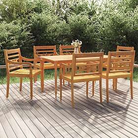 vidaXL Matryhmä för trädgården 7 delar massiv teak 3100788