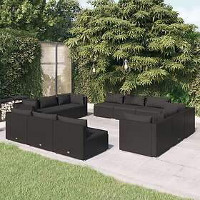 vidaXL Loungegrupp med dynor 12 delar konstrotting brun 3101584