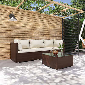 vidaXL Loungegrupp för trädgården med dynor 4 delar konstrotting brun 3101418