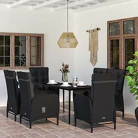 vidaXL Matgrupp för trädgården med dynor 7 delar svart 3099369