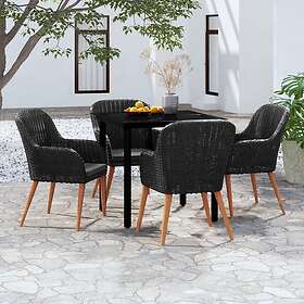 vidaXL Matgrupp för trädgården med dynor 5 delar svart 3099506