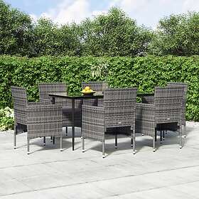 vidaXL Matgrupp för trädgården med dynor 7 delar grå och svart 3156621