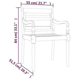 vidaXL Matryhmä för trädgården 7 delar massiv teak 3100793