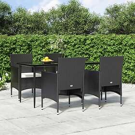 vidaXL Matgrupp för trädgården med dynor 5 delar svart 3156616