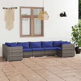 vidaXL Loungegrupp för trädgården med dynor 7 delar konstrotting grå 3101958