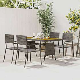 vidaXL Matgrupp för trädgården 5 delar konstrotting grå 3120102