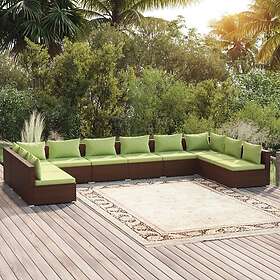 vidaXL Loungegrupp för trädgården med dynor 10 delar konstrotting brun 3101924