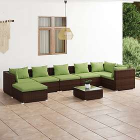 vidaXL Loungegrupp med dynor 8 delar konstrotting brun 3101844