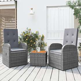 vidaXL Loungegrupp för trädgården 3 delar grå konstrotting&akacia 3157655