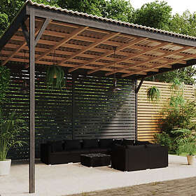 vidaXL Loungegrupp för trädgården med dynor 9 delar konstrotting svart 3102744