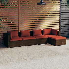 vidaXL Lounge-ryhmä med dynor 5 delar konstrotting brun 3101659