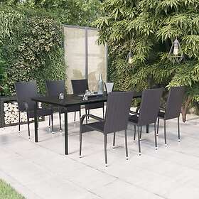 vidaXL Garden Dining Set 7 Pieces Black 3099381
