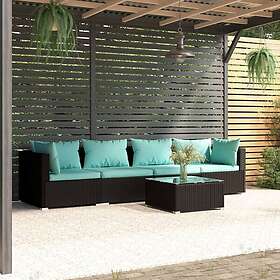 vidaXL Loungegrupp med dynor 5 delar konstrotting svart 3101433