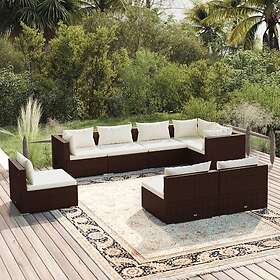 vidaXL Loungegrupp med dynor 8 delar konstrotting brun 3102546