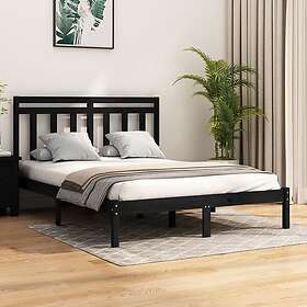 vidaXL Sängynrunko svart massivt trä 135x190 cm 3105229