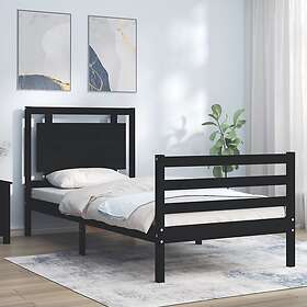 vidaXL Sängynrunko med huvudgavel svart 100x200 cm massivt trä 3194045