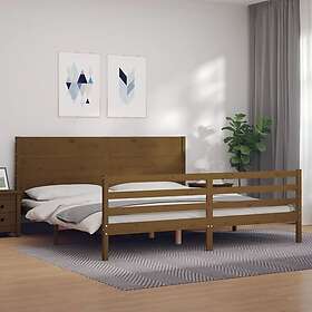 vidaXL Sängynrunko med huvudgavel honungsbrun 200x200 cm massivt trä 3194659
