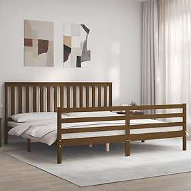 vidaXL Sängynrunko med huvudgavel honungsbrun 200x200 cm massivt trä 3194269