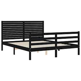 vidaXL Sängynrunko med huvudgavel svart 5FT King Size massivt trä 3195035