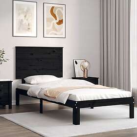 vidaXL Sängynrunko med huvudgavel svart 100x200 cm massivt trä 3193655