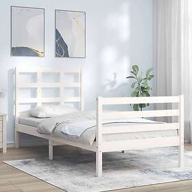 vidaXL Bed Frame med huvudgavel vit 100x200 cm massivt trä 3193977