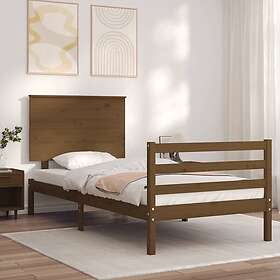 vidaXL Sängynrunko med huvudgavel honungsbrun 90x200 cm massiv trä 3195209