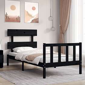 vidaXL Bed Frame med huvudgavel svart 100x200 cm massivt trä 3193265