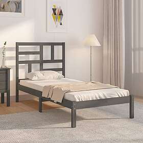 vidaXL Seng Ramme grå massivt trä 90x190 cm enkelsäng 3105917