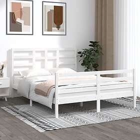 vidaXL Sängynrunko vit massivt trä 150x200 cm 3105866