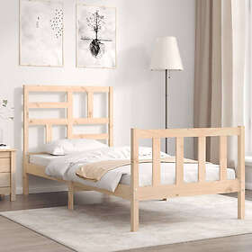vidaXL Bed Frame med sänggavel 2FT6 Small enkel massivt trä 3193036
