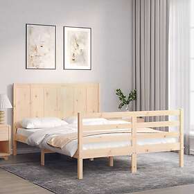 vidaXL Bed Frame med huvudgavel dubbelsäng massivt trä 3194476